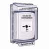GLR341EX-ES STI White Indoor/Outdoor Low Profile Flush Mount w/ Sound Key-to-Reset Push Button with EMERGENCY EXIT Label Spanish