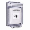 GLR341PS-ES STI White Indoor/Outdoor Low Profile Flush Mount w/ Sound Key-to-Reset Push Button with FUEL PUMP SHUT-DOWN Label Spanish