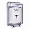 GLR341ZA-ES STI White Indoor/Outdoor Low Profile Flush Mount w/ Sound Key-to-Reset Push Button with Non-Returnable Custom Text Label Spanish