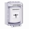 GLR371EM-ES STI White Indoor/Outdoor Low Profile Surface Mount Key-to-Reset Push Button with EMERGENCY Label Spanish