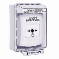GLR371ES-ES STI White Indoor/Outdoor Low Profile Surface Mount Key-to-Reset Push Button with EMERGENCY STOP Label Spanish
