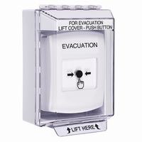 GLR371EV-EN STI White Indoor/Outdoor Low Profile Surface Mount Key-to-Reset Push Button with EVACUATION Label English