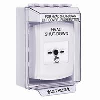 GLR371HV-EN STI White Indoor/Outdoor Low Profile Surface Mount Key-to-Reset Push Button with HVAC SHUT-DOWN Label English