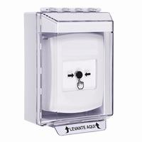 GLR371NT-ES STI White Indoor/Outdoor Low Profile Surface Mount Key-to-Reset Push Button with No Text Label Spanish
