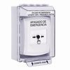 GLR371PO-ES STI White Indoor/Outdoor Low Profile Surface Mount Key-to-Reset Push Button with EMERGENCY POWER OFF Label Spanish