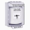 GLR371PS-EN STI White Indoor/Outdoor Low Profile Surface Mount Key-to-Reset Push Button with FUEL PUMP SHUT-DOWN Label English