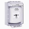 GLR371PX-EN STI White Indoor/Outdoor Low Profile Surface Mount Key-to-Reset Push Button with PUSH TO EXIT Label English