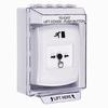 GLR371RM-EN STI White Indoor/Outdoor Low Profile Surface Mount Key-to-Reset Push Button with Running Man Icon English