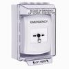 GLR381EM-EN STI White Indoor/Outdoor Low Profile Surface Mount w/ Sound Key-to-Reset Push Button with EMERGENCY Label English
