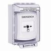 GLR381EM-ES STI White Indoor/Outdoor Low Profile Surface Mount w/ Sound Key-to-Reset Push Button with EMERGENCY Label Spanish