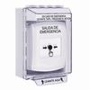 GLR381EX-ES STI White Indoor/Outdoor Low Profile Surface Mount w/ Sound Key-to-Reset Push Button with EMERGENCY EXIT Label Spanish