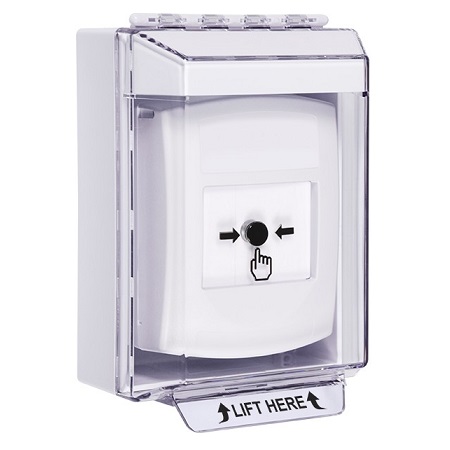 GLR381NT-EN STI White Indoor/Outdoor Low Profile Surface Mount w/ Sound Key-to-Reset Push Button with No Text Label English