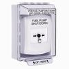 GLR381PS-EN STI White Indoor/Outdoor Low Profile Surface Mount w/ Sound Key-to-Reset Push Button with FUEL PUMP SHUT-DOWN Label English