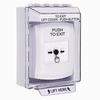 GLR381PX-EN STI White Indoor/Outdoor Low Profile Surface Mount w/ Sound Key-to-Reset Push Button with PUSH TO EXIT Label English