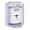GLR381PX-ES STI White Indoor/Outdoor Low Profile Surface Mount w/ Sound Key-to-Reset Push Button with PUSH TO EXIT Label Spanish