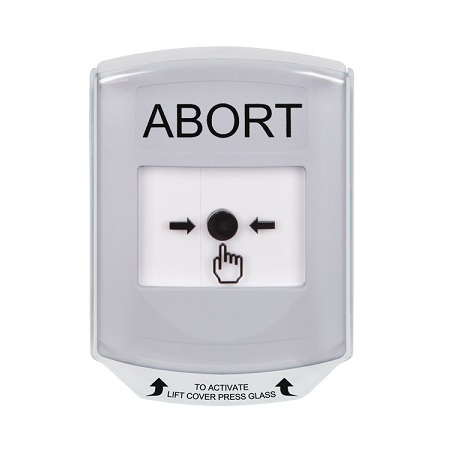 GLR3A1AB-EN STI White Indoor Only Shield w/ Sound Key-to-Reset Push Button with ABORT Label English