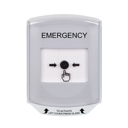 GLR3A1EM-EN STI White Indoor Only Shield w/ Sound Key-to-Reset Push Button with EMERGENCY Label English