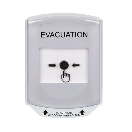 GLR3A1EV-EN STI White Indoor Only Shield w/ Sound Key-to-Reset Push Button with EVACUATION Label English