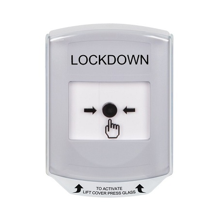 GLR3A1LD-EN STI White Indoor Only Shield w/ Sound Key-to-Reset Push Button with LOCKDOWN Label English