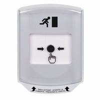 GLR3A1RM-ES STI White Indoor Only Shield w/ Sound Key-to-Reset Push Button with Running Man Icon Spanish