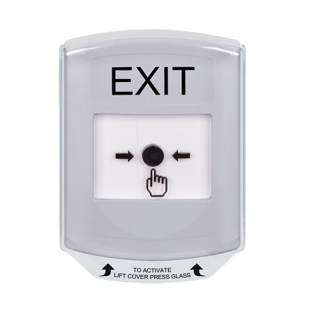 GLR3A1XT-EN STI White Indoor Only Shield w/ Sound Key-to-Reset Push Button with EXIT Label English