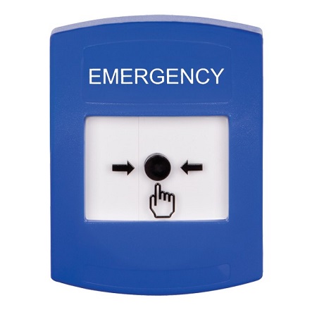 GLR401EM-EN STI Blue Indoor Only No Cover Key-to-Reset Push Button with EMERGENCY Label English
