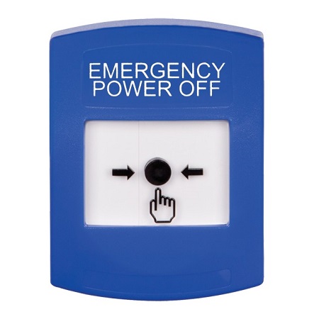 GLR401PO-EN STI Blue Indoor Only No Cover Key-to-Reset Push Button with EMERGENCY POWER OFF Label English