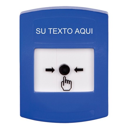 GLR401ZA-ES STI Blue Indoor Only No Cover Key-to-Reset Push Button with Non-Returnable Custom Text Label Spanish