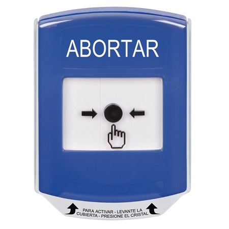 GLR421AB-ES STI Blue Indoor Only Shield Key-to-Reset Push Button with ABORT Label Spanish