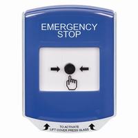 GLR421ES-EN STI Blue Indoor Only Shield Key-to-Reset Push Button with EMERGENCY STOP Label English