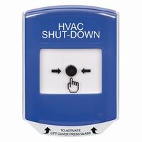 GLR421HV-EN STI Blue Indoor Only Shield Key-to-Reset Push Button with HVAC SHUT-DOWN Label English
