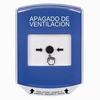 GLR421HV-ES STI Blue Indoor Only Shield Key-to-Reset Push Button with HVAC SHUT-DOWN Label Spanish