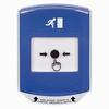 GLR421RM-ES STI Blue Indoor Only Shield Key-to-Reset Push Button with Running Man Icon Spanish