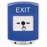 GLR421XT-EN STI Blue Indoor Only Shield Key-to-Reset Push Button with EXIT Label English