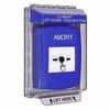 GLR431AB-EN STI Blue Indoor/Outdoor Low Profile Flush Mount Key-to-Reset Push Button with ABORT Label English