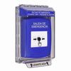 GLR431EX-ES STI Blue Indoor/Outdoor Low Profile Flush Mount Key-to-Reset Push Button with EMERGENCY EXIT Label Spanish