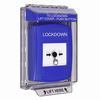 GLR431LD-EN STI Blue Indoor/Outdoor Low Profile Flush Mount Key-to-Reset Push Button with LOCKDOWN Label English