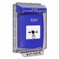 GLR431XT-EN STI Blue Indoor/Outdoor Low Profile Flush Mount Key-to-Reset Push Button with EXIT Label English