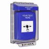 GLR431ZA-EN STI Blue Indoor/Outdoor Low Profile Flush Mount Key-to-Reset Push Button with Non-Returnable Custom Text Label English