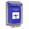 GLR441EX-EN STI Blue Indoor/Outdoor Low Profile Flush Mount w/ Sound Key-to-Reset Push Button with EMERGENCY EXIT Label English
