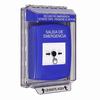 GLR441EX-ES STI Blue Indoor/Outdoor Low Profile Flush Mount w/ Sound Key-to-Reset Push Button with EMERGENCY EXIT Label Spanish