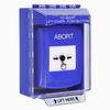 GLR471AB-EN STI Blue Indoor/Outdoor Low Profile Surface Mount Key-to-Reset Push Button with ABORT Label English