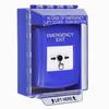 GLR471EX-EN STI Blue Indoor/Outdoor Low Profile Surface Mount Key-to-Reset Push Button with EMERGENCY EXIT Label English