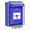 GLR471HV-EN STI Blue Indoor/Outdoor Low Profile Surface Mount Key-to-Reset Push Button with HVAC SHUT-DOWN Label English