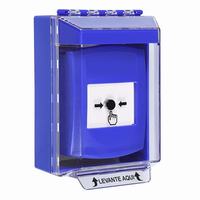 GLR471NT-ES STI Blue Indoor/Outdoor Low Profile Surface Mount Key-to-Reset Push Button with No Text Label Spanish