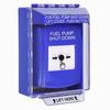 GLR471PS-EN STI Blue Indoor/Outdoor Low Profile Surface Mount Key-to-Reset Push Button with FUEL PUMP SHUT-DOWN Label English