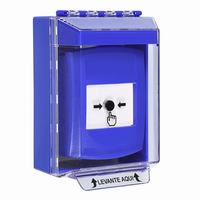 GLR481NT-ES STI Blue Indoor/Outdoor Low Profile Surface Mount w/ Sound Key-to-Reset Push Button with No Text Label Spanish