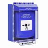 GLR481PX-ES STI Blue Indoor/Outdoor Low Profile Surface Mount w/ Sound Key-to-Reset Push Button with PUSH TO EXIT Label Spanish
