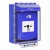GLR481RM-ES STI Blue Indoor/Outdoor Low Profile Surface Mount w/ Sound Key-to-Reset Push Button with Running Man Icon Spanish