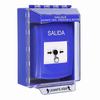 GLR481XT-ES STI Blue Indoor/Outdoor Low Profile Surface Mount w/ Sound Key-to-Reset Push Button with EXIT Label Spanish
